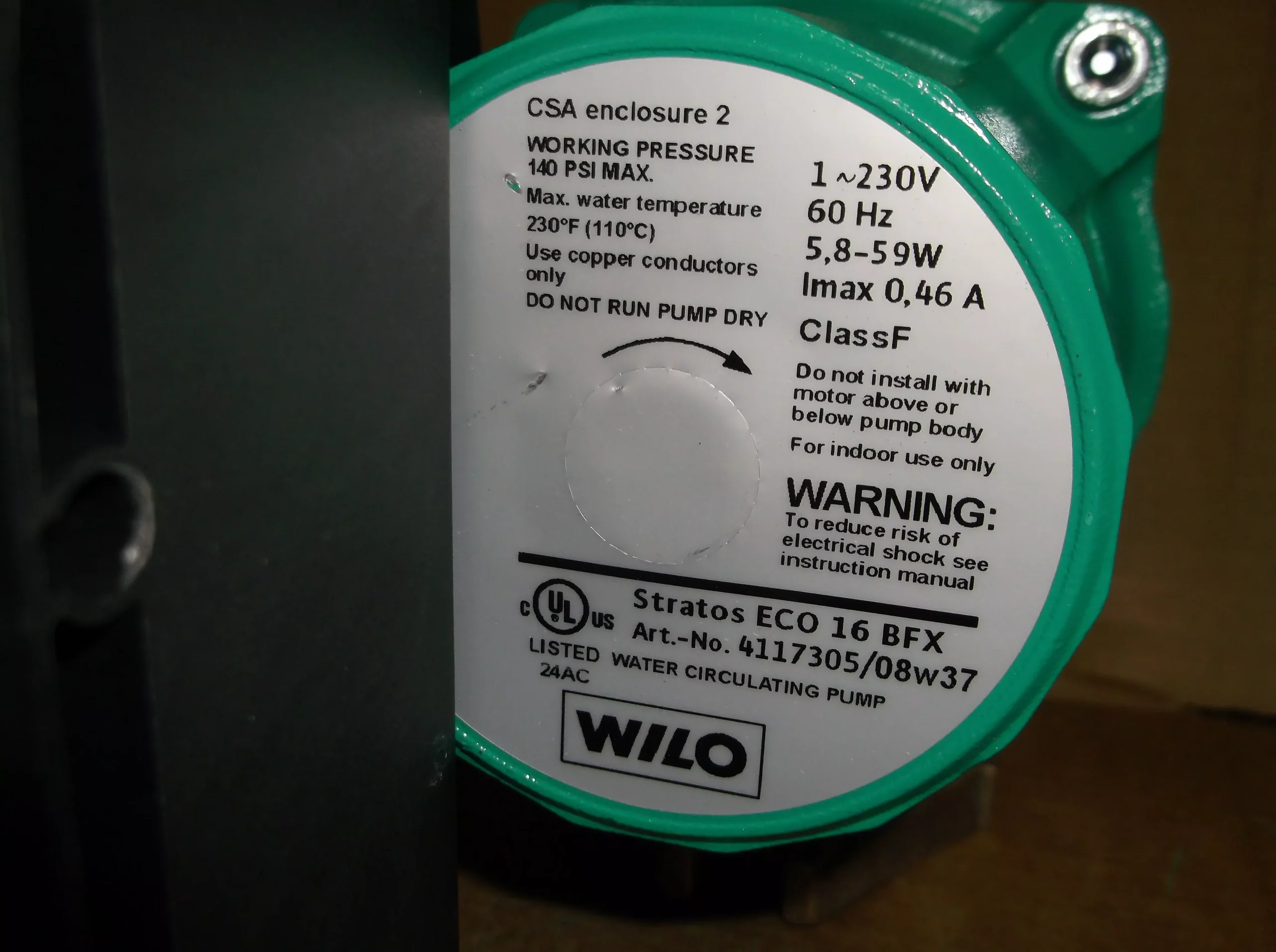 1/25HP BRONZE WATER CIRCULATING PUMP 230/60/1