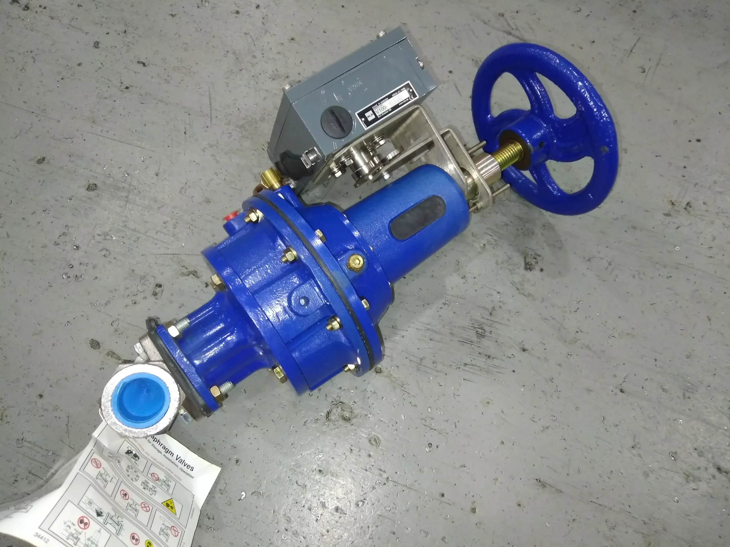1" MPT x 1"MPT Weir Type Industrial Diaphragm Valve Wwith Pneumatic Po
