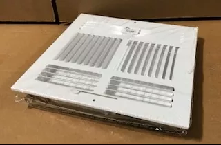 10" X 10" WHITE STEEL 4-WAY STAMPED LANCED BLADE REGISTER/W MULTI-LOUV
