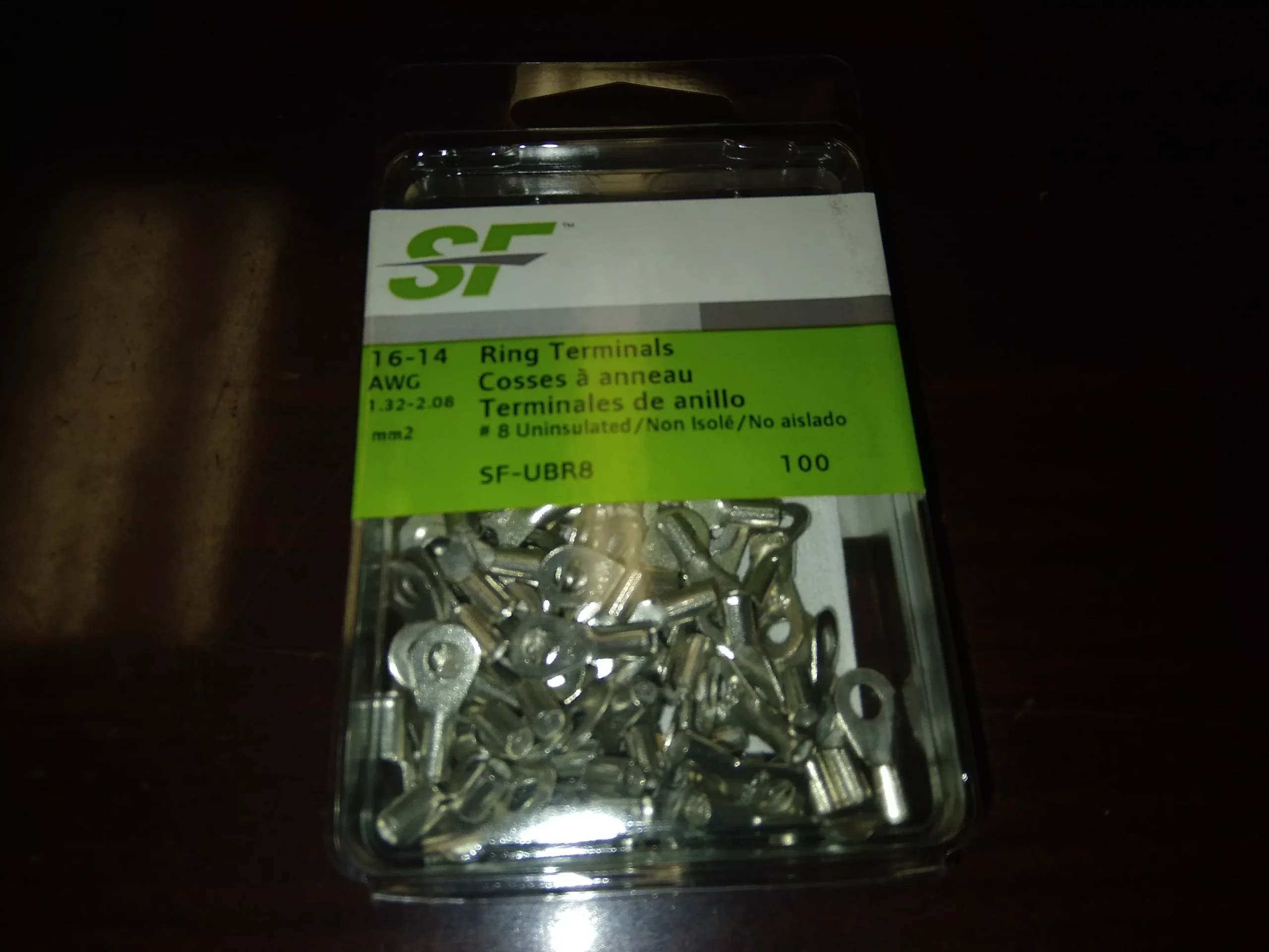 16-14 AWG #8 Ring Terminals (100 Per Pack)