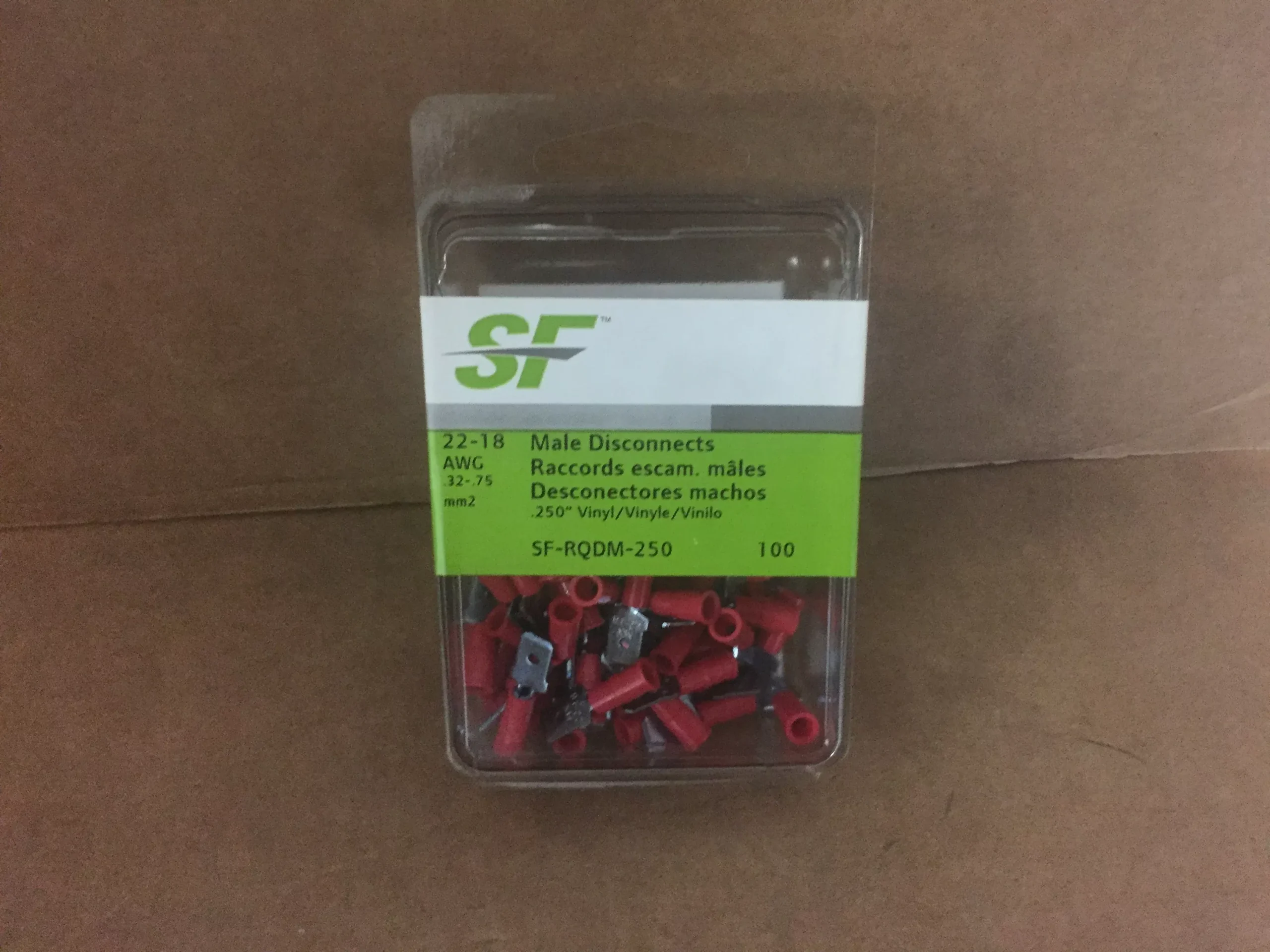 22-18 AWG Male Disconnects, MM2, .250 Vinyl