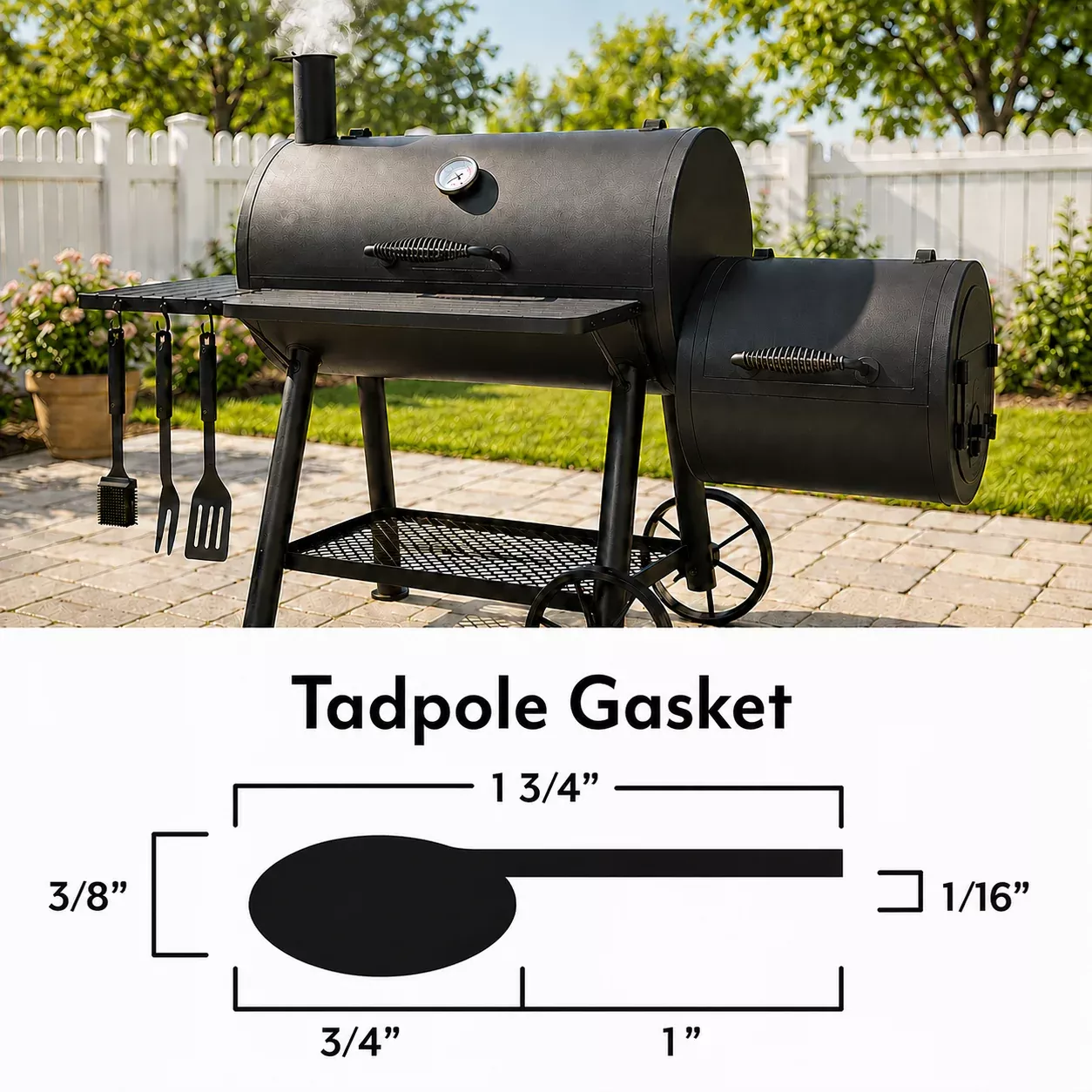 3/4" Bulb BBQ Smoker Tadpole Gasket