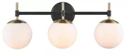 3 LIGHT WALL MOUNT VANITY, MATTE BLACK, 24", 120/60