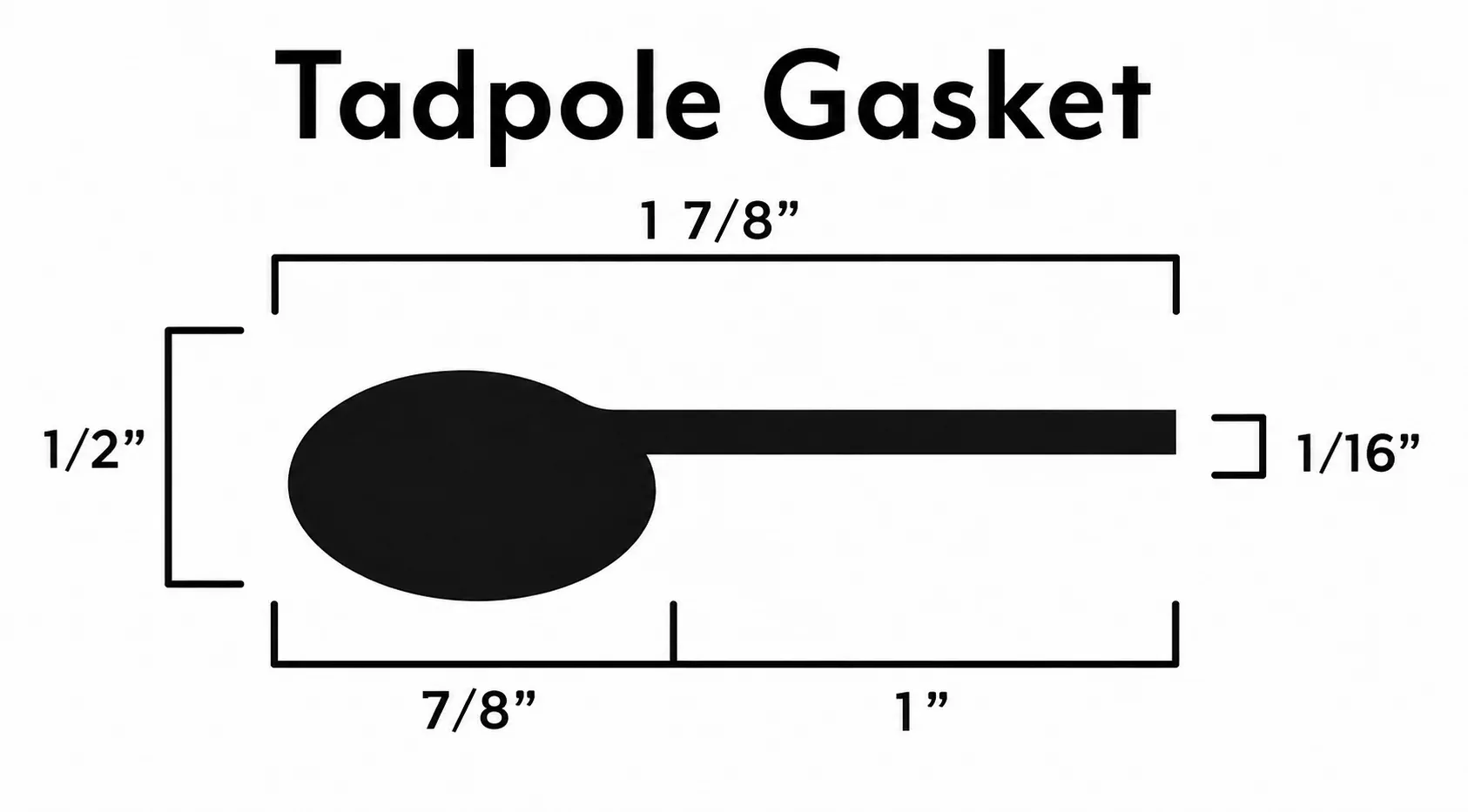 7/8" Bulb x 1" Flat Tadpole Gasket
