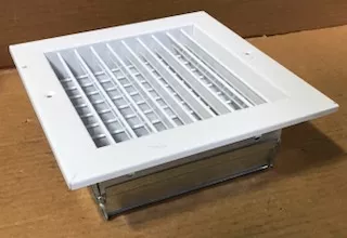 8" X 8" WHITE STEEL DOUBLE DEFLECTION VERTICAL SUPPLY REGISTER/W OPPOS