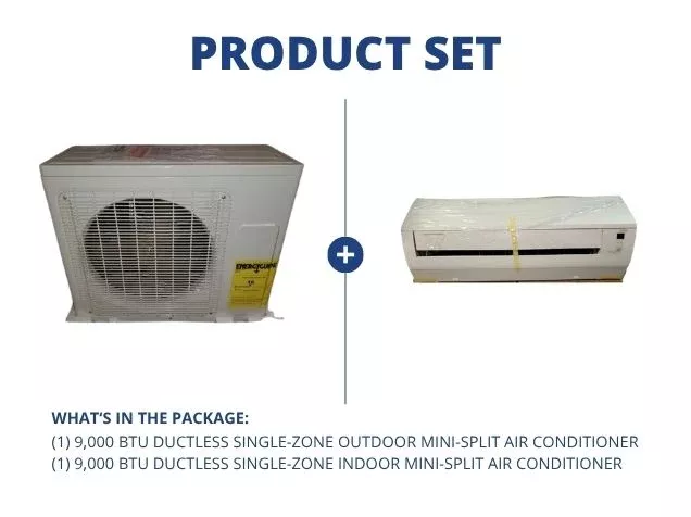 9,000 BTU Ductless Single-Zone Inverter Mini-Split AC Set,16 SEER 208-