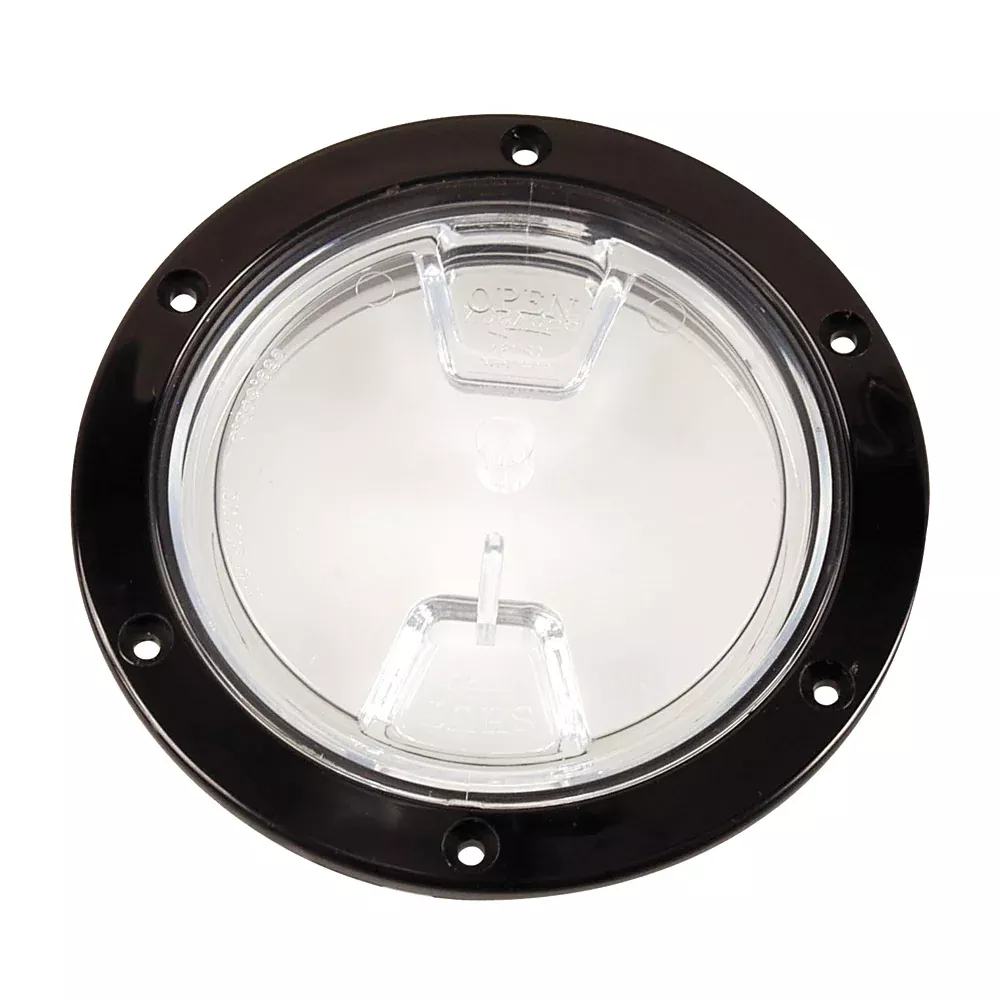 Beckson 4 Clear Center Screw Out Deck Plate Black DP40BC