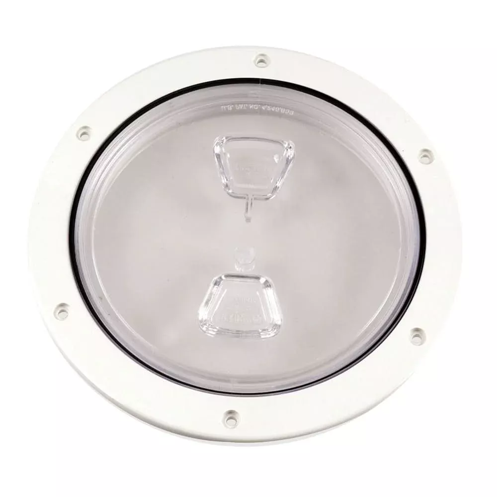 Beckson 6" Clear Center Screw Out Deck Plate - White [DP60-W-C]