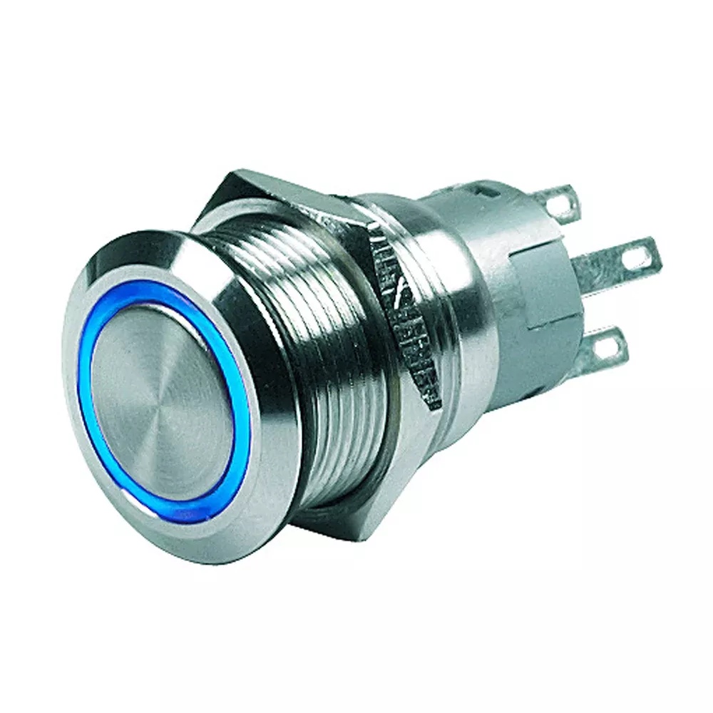 BEP Push Button Switch - 24V Latching On/Off - Blue LED [80-511-0007-0