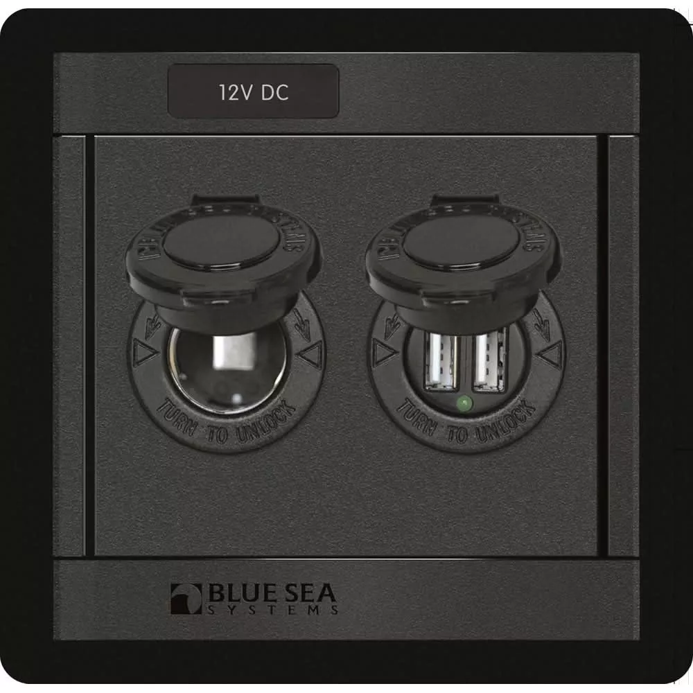 Blue Sea 1478 360 Panel - 12V DC Socket & Dual USB Charger [1478]