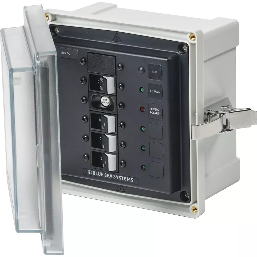 Blue Sea 3128 - SMS Panel Enclosure w/ELCI (30A) 3 Branch (15A) - 120V