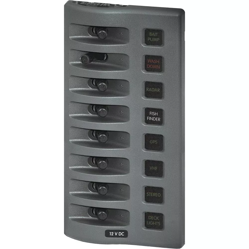 Blue Sea 4308 WeatherDeck Water Resistant Fuse Panel 8 Position Grey 4308