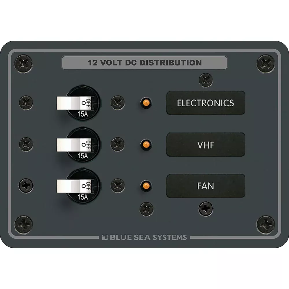 Blue Sea 8025 DC 3 Position Breaker Panel - White Switches - 8025