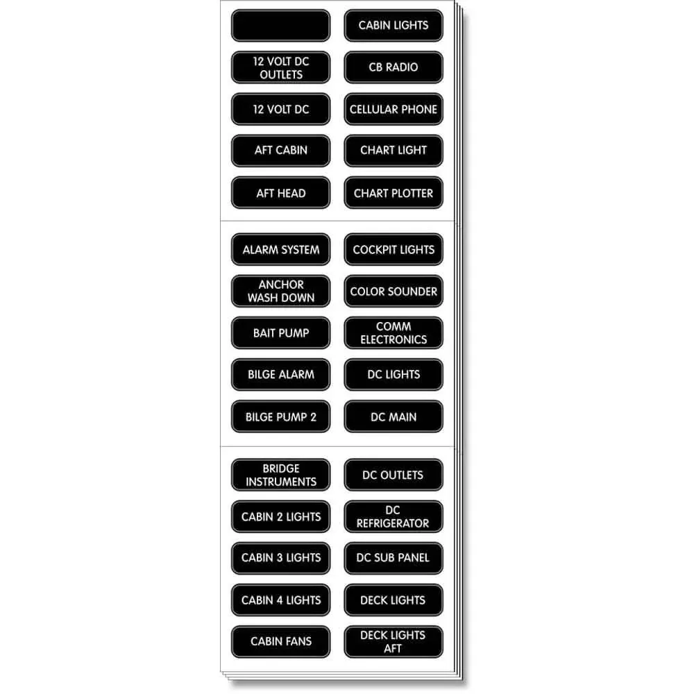 Blue Sea 8039 DC Panel Extended 120 Label Set 8039
