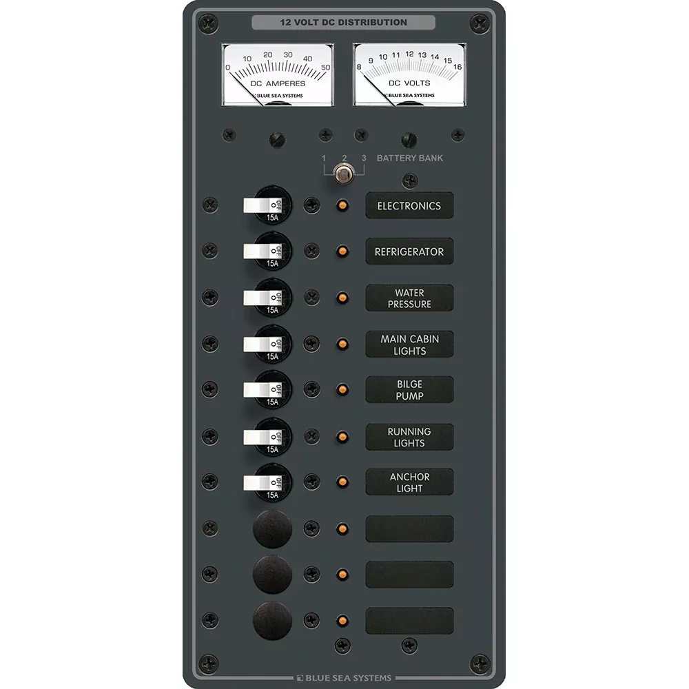 Blue Sea 8082 DC 10 Position Toggle Branch Circuit Breaker Panel 8082