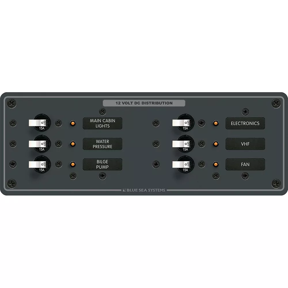 Blue Sea 8096 DC 6 Position Toggle Branch Circuit Breaker Panel White Switches 8096