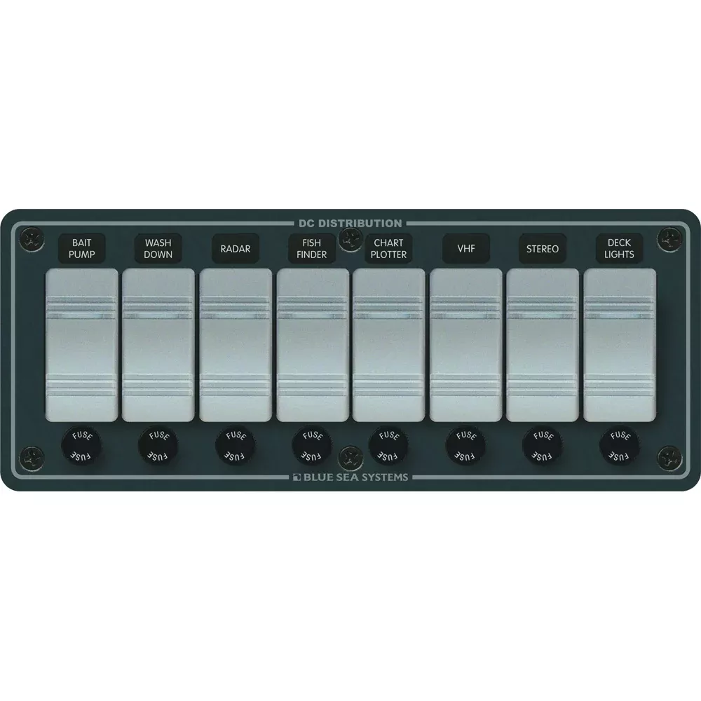 Blue Sea 8261 Waterproof Panel 8 Position Slate Grey 8261