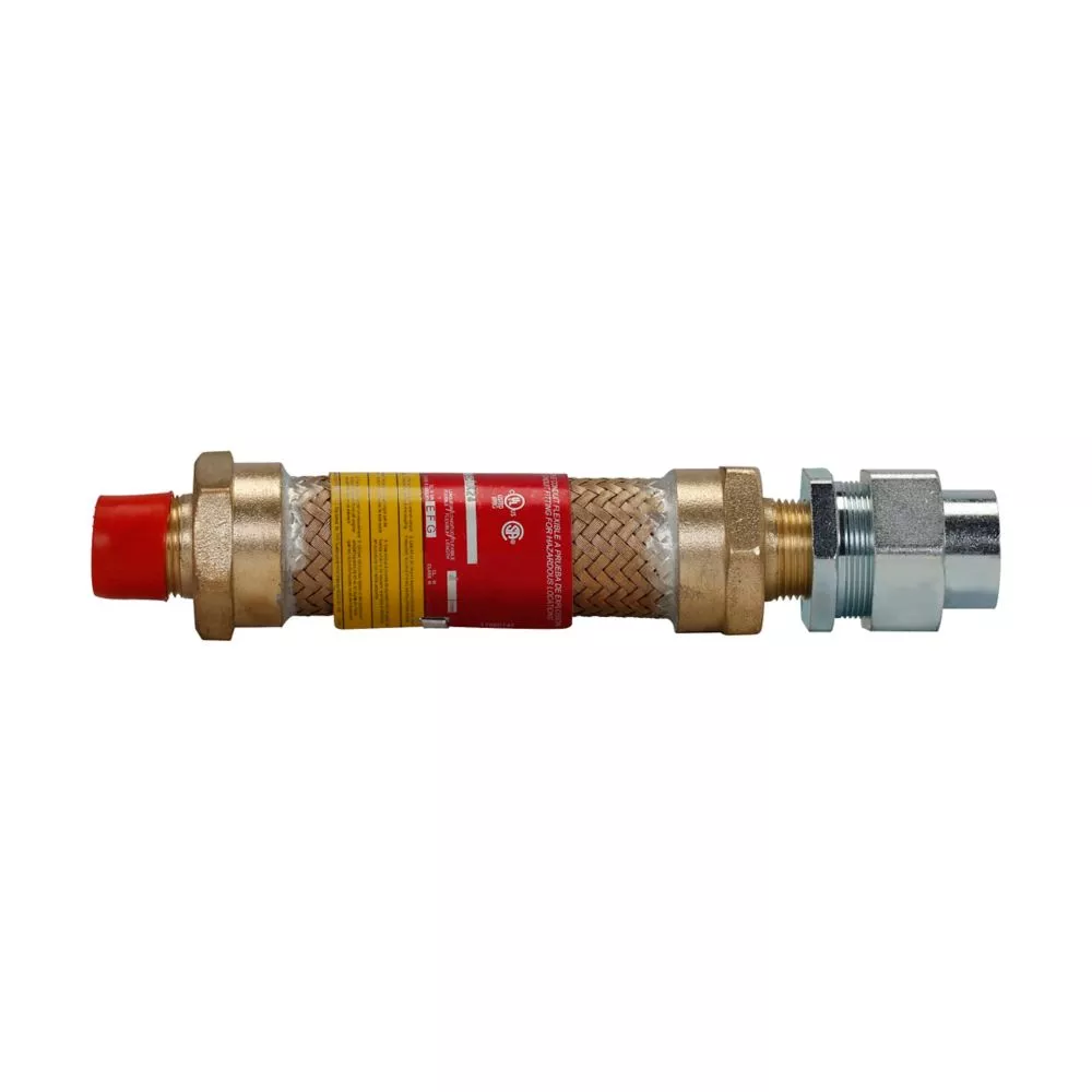 Crouse-Hinds ECLK412 1-1/4" Explosionproof, Dust-Ignitionproof Flexible Coupling, 12" Length, Male Connection one End, Female Connection one End, Forged Brass