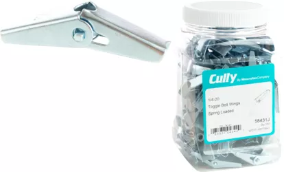Cully 58431J 1/4"-20 Toggle Bolt Wings, Spring Loaded, Zinc