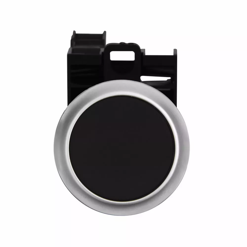Cutler-Hammer M22-D-S-K20 22.5 mm RMQ-Titan Pushbutton,Black Actuator,Silver bezel,2NO,IP67, IP69K,Non-illuminated,Flush mounting,NEMA 4X, 13,5,000,000 operations,Momentary,22.5 mm,Flush Pushbutton,M22