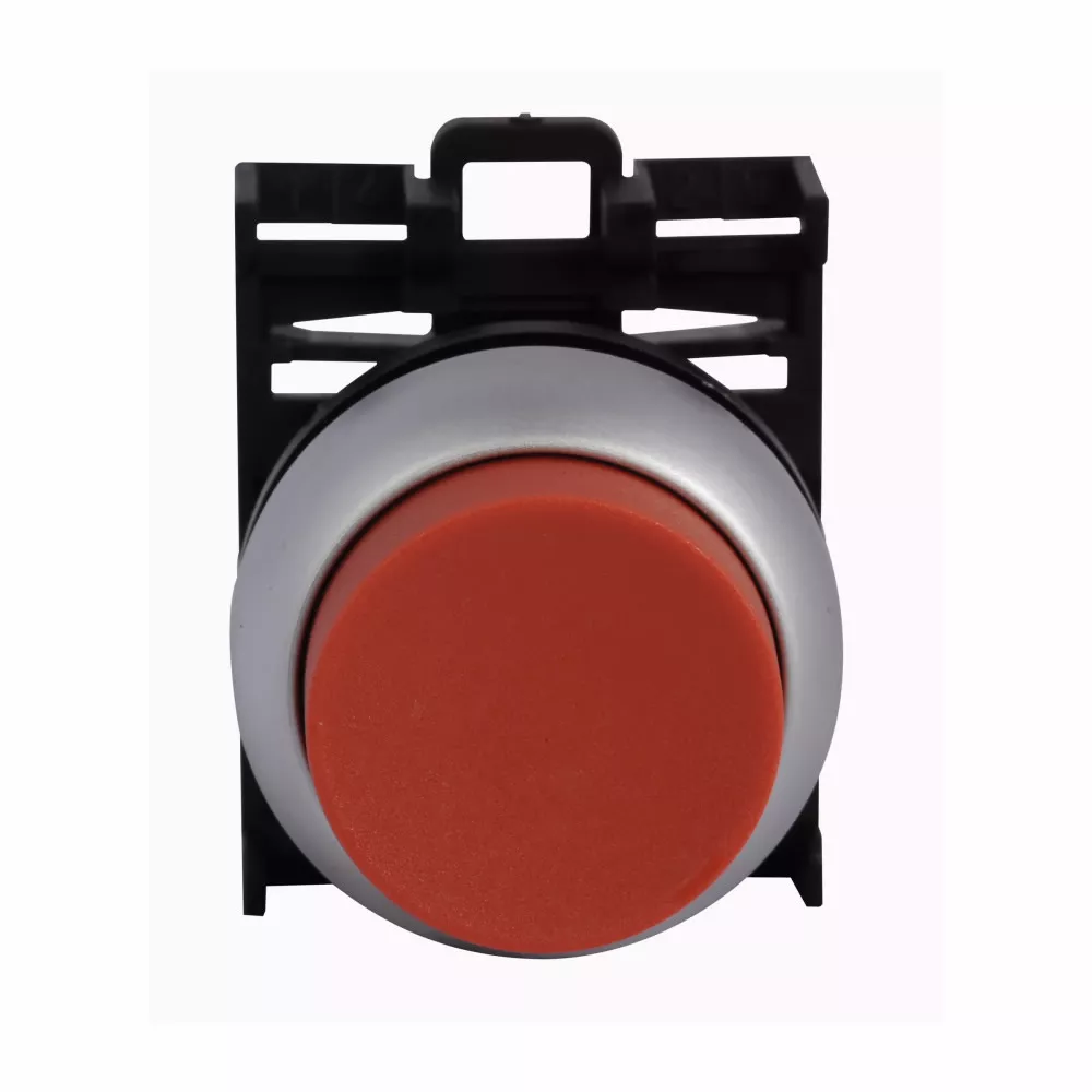 Cutler-Hammer M22-DH-R M22 modular pushbutton M22 Modular Pushbutton Operator, 22.5 mm, Extended, Momentary, Non-illuminated, Bezel: Silver, Button: Red, IP67, IP69K, NEMA 4x, 13, 5,000,000 Million mech