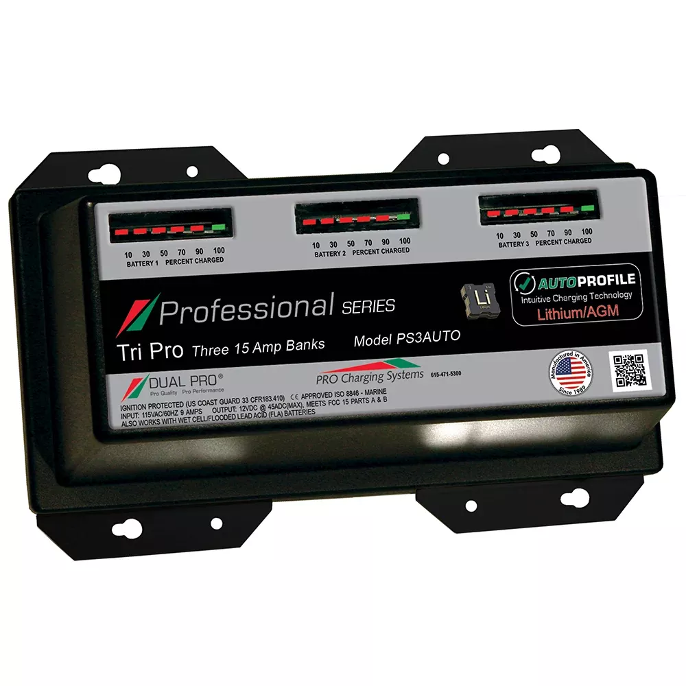 Dual Pro PS3 Auto 15A 3Bank LithiumAGM Battery Charger PS3AUTO