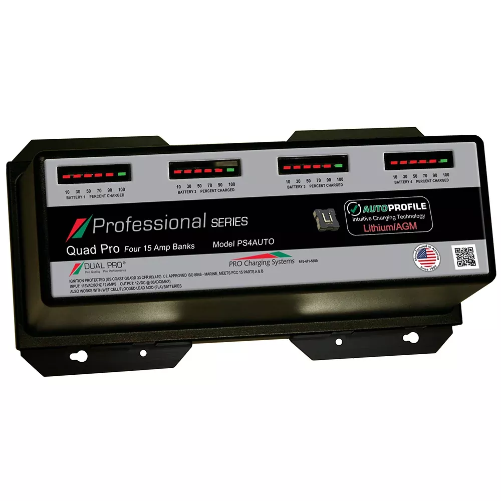 Dual Pro PS4 Auto 15A 4Bank LithiumAGM Battery Charger PS4AUTO