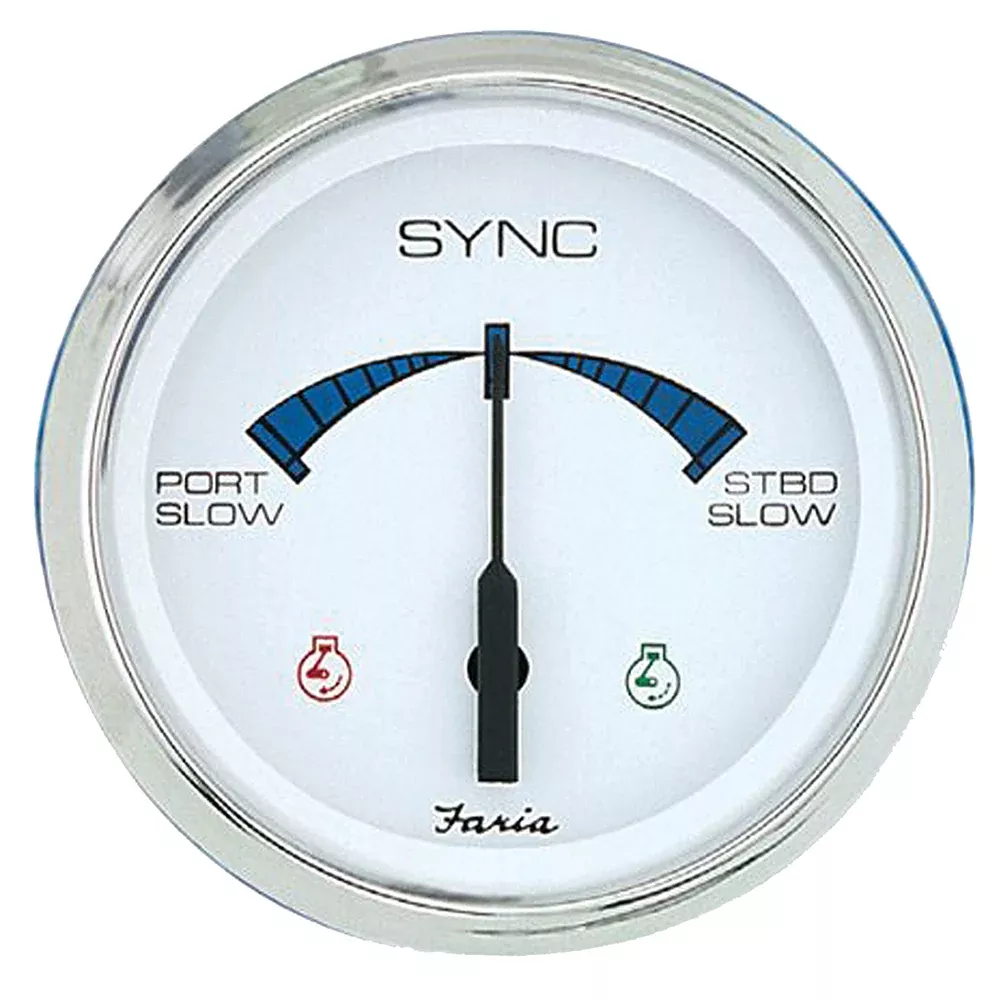 Faria 4" Chesapeake SS White Engine Synchronizer - Dual Gas Var Ratio