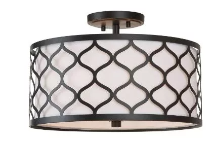 FELICIA 3 LIGHT SEMI-FLUSH MOUNT CEILING LIGHT, 15", MATTE BLACK, 120/