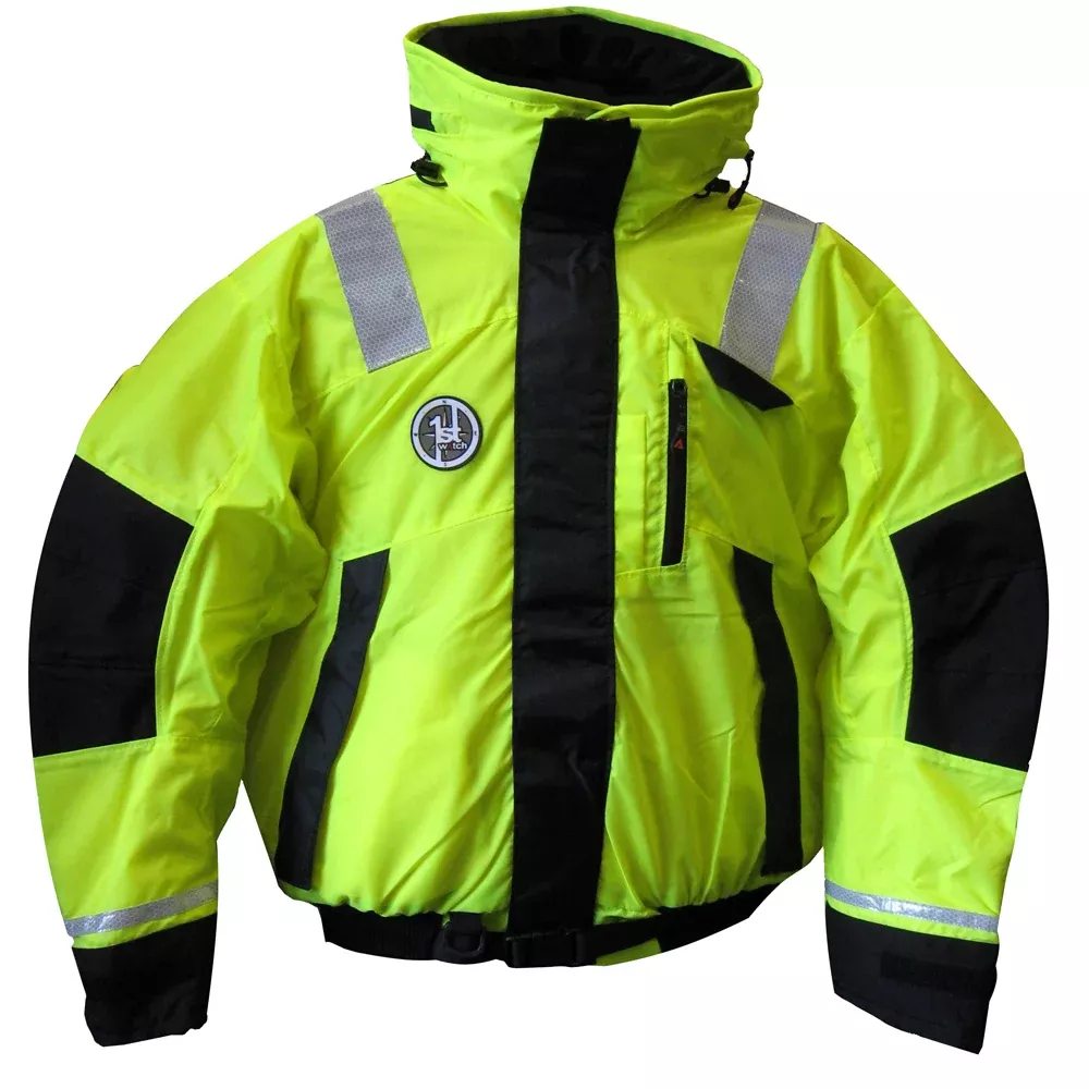 First Watch AB-1100 Flotation Bomber Jacket - Hi-Vis Yellow/Black - Sm