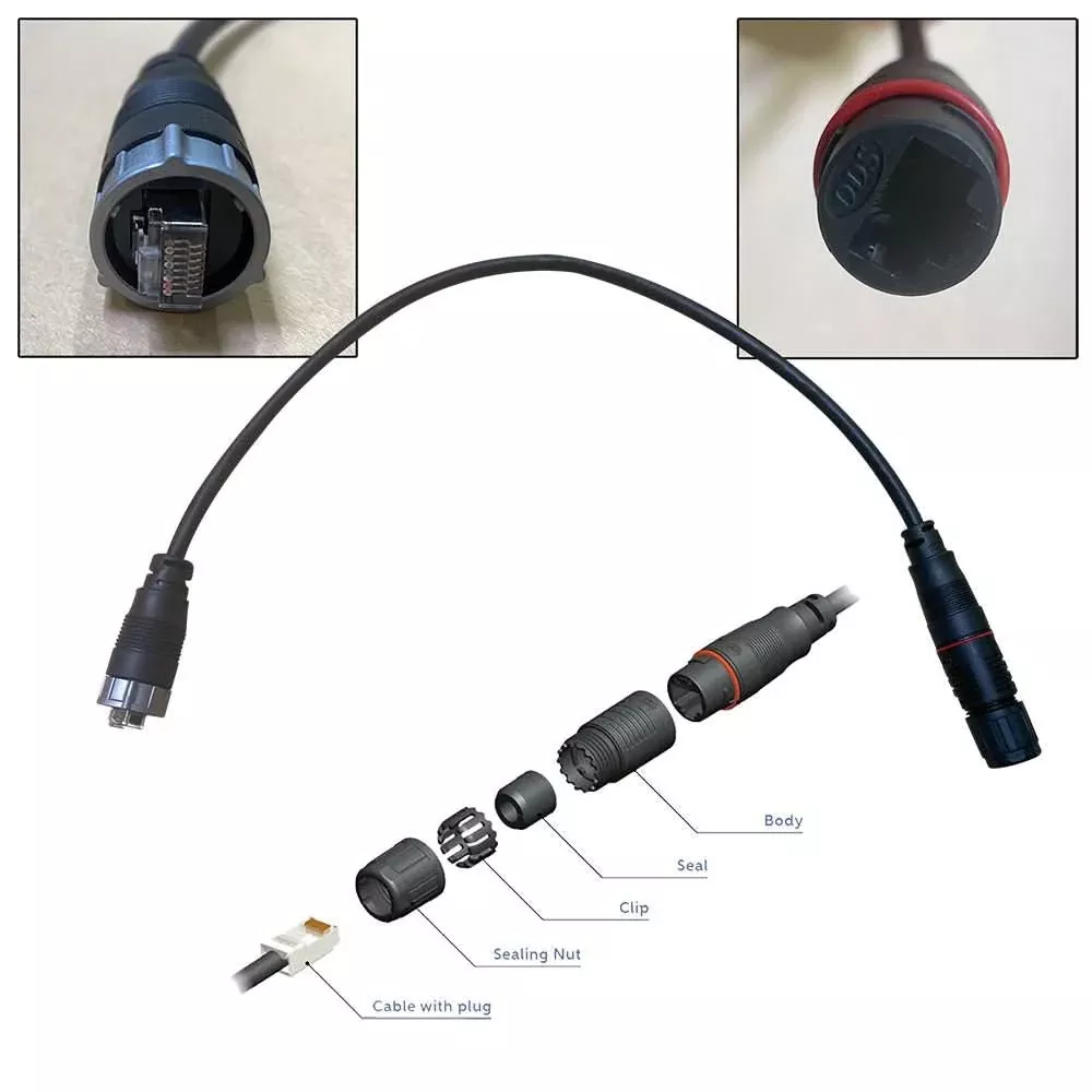 Furuno RJ45 to HUB102 Cable 0.5M Waterproof RJ45 (M) to RJ45 Adapter [