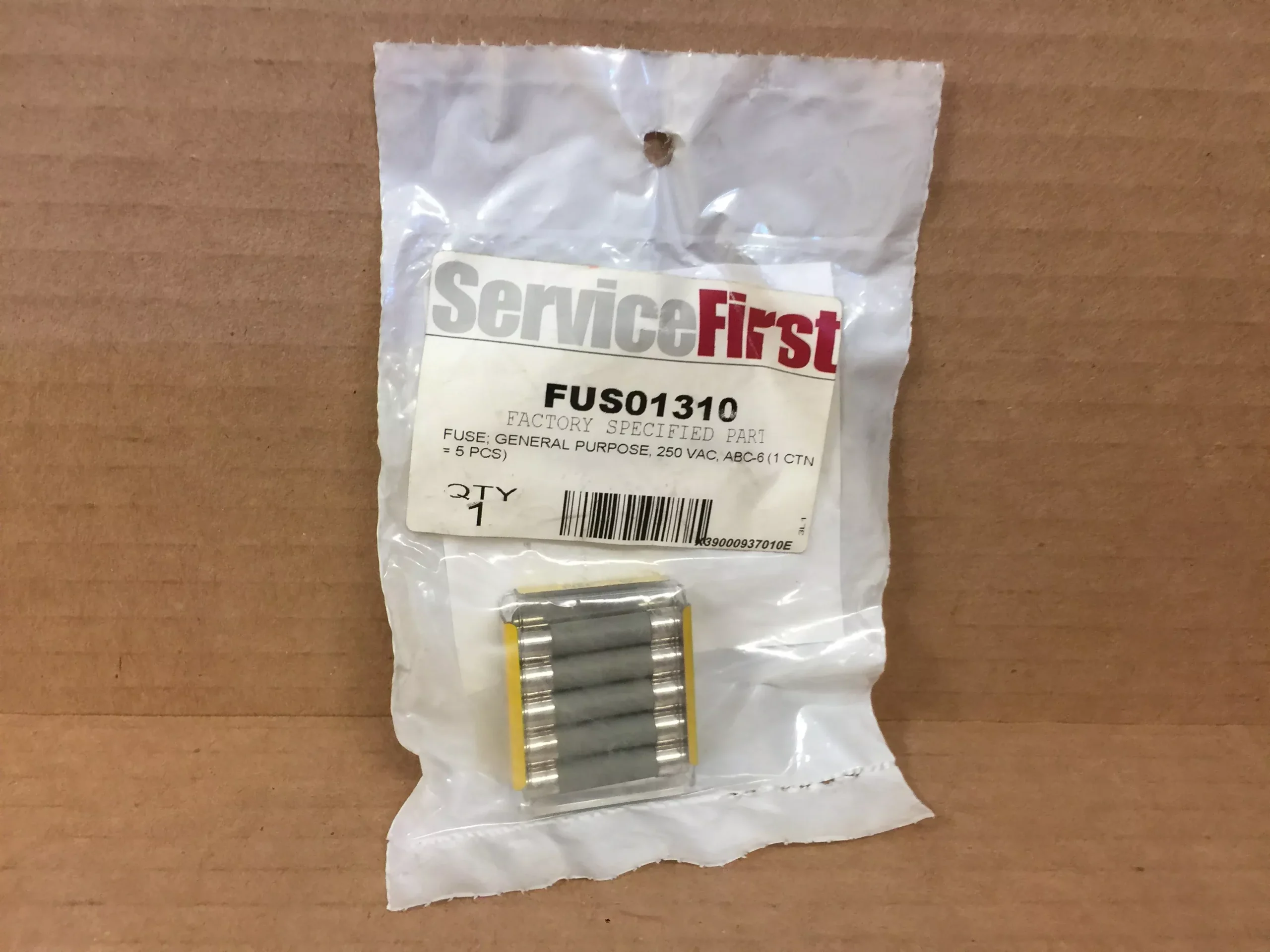 FUSE; GENERAL PURPOSE, 250 VAC, ABC-6, SOLD AS 5PK