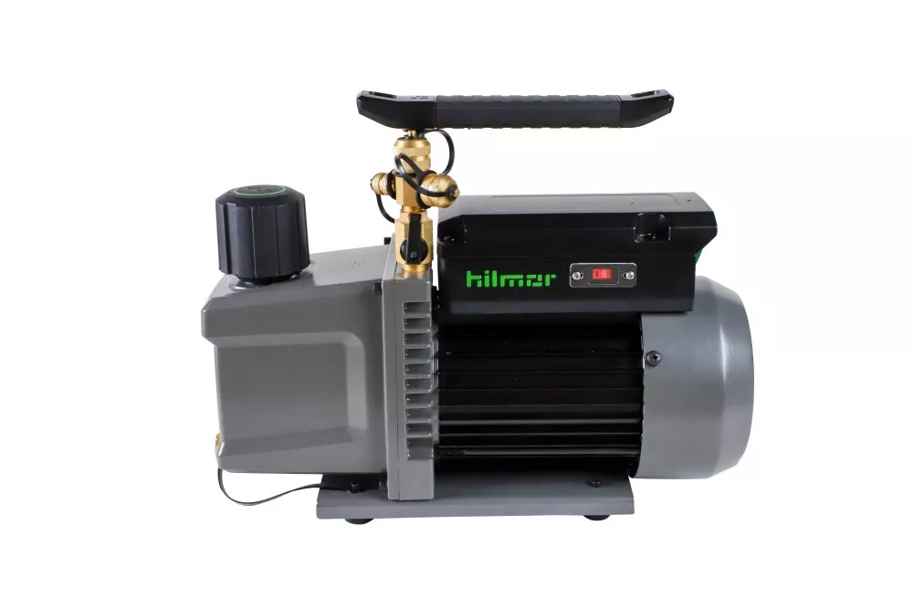 Hilmor 1948121 Two-Stage Rotary Vane Vacuum Pump, 5 CFM, 25 Microns, with Oil