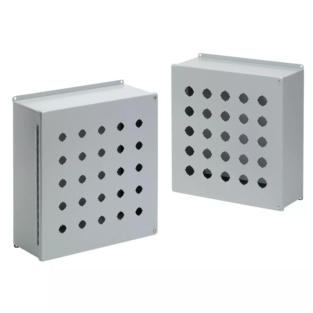 Hoffman E4SPBY25 Extra-Large Pushbutton Enclosures, Type 12, 4PB x 30.5mm, Gray, Steel