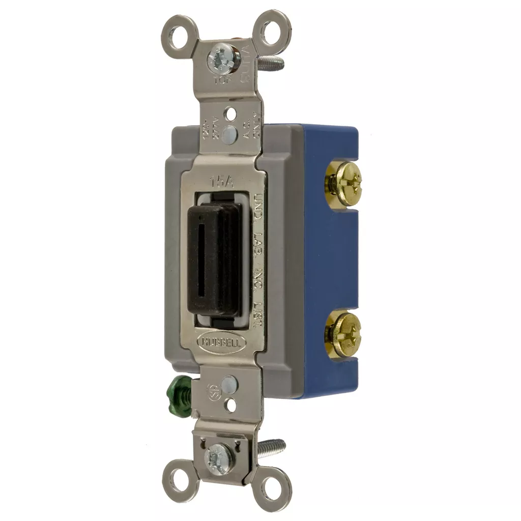 Hubbell HBL1201L 15 Amp 120/277 VAC 1-Pole Black Locking Toggle Switch