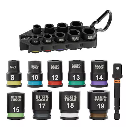 Klein 33809M Grab-And-Go Impact Socket Set, Metric, 10-Piece