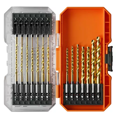 Klein 53621 21pc Titanium Drill Bit Set w/ Case (15 Unique Sizes)
