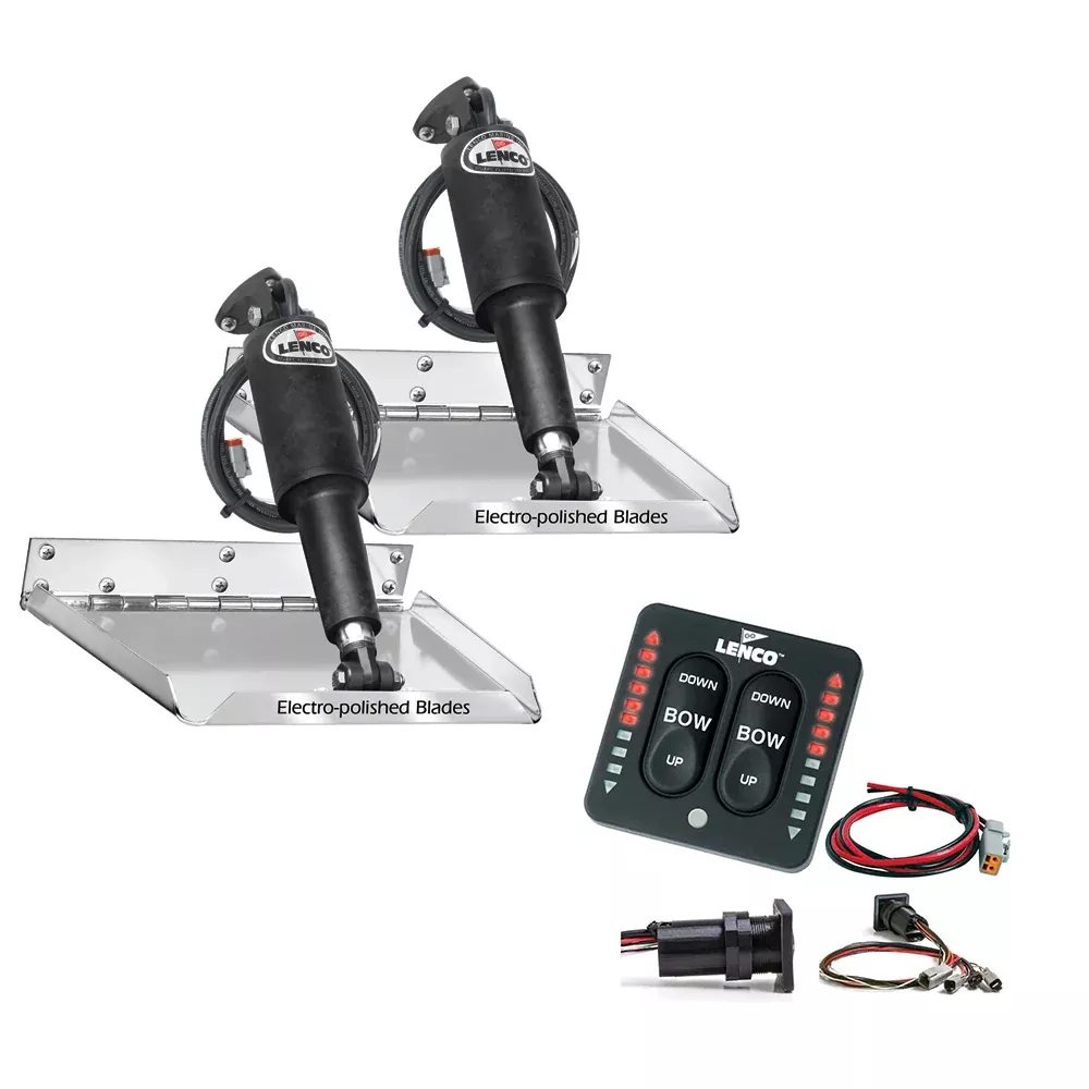 Lenco 16 x 12 Standard Performance Trim Tab Kit wLED Indicator Switch Kit 12V RT16X12I