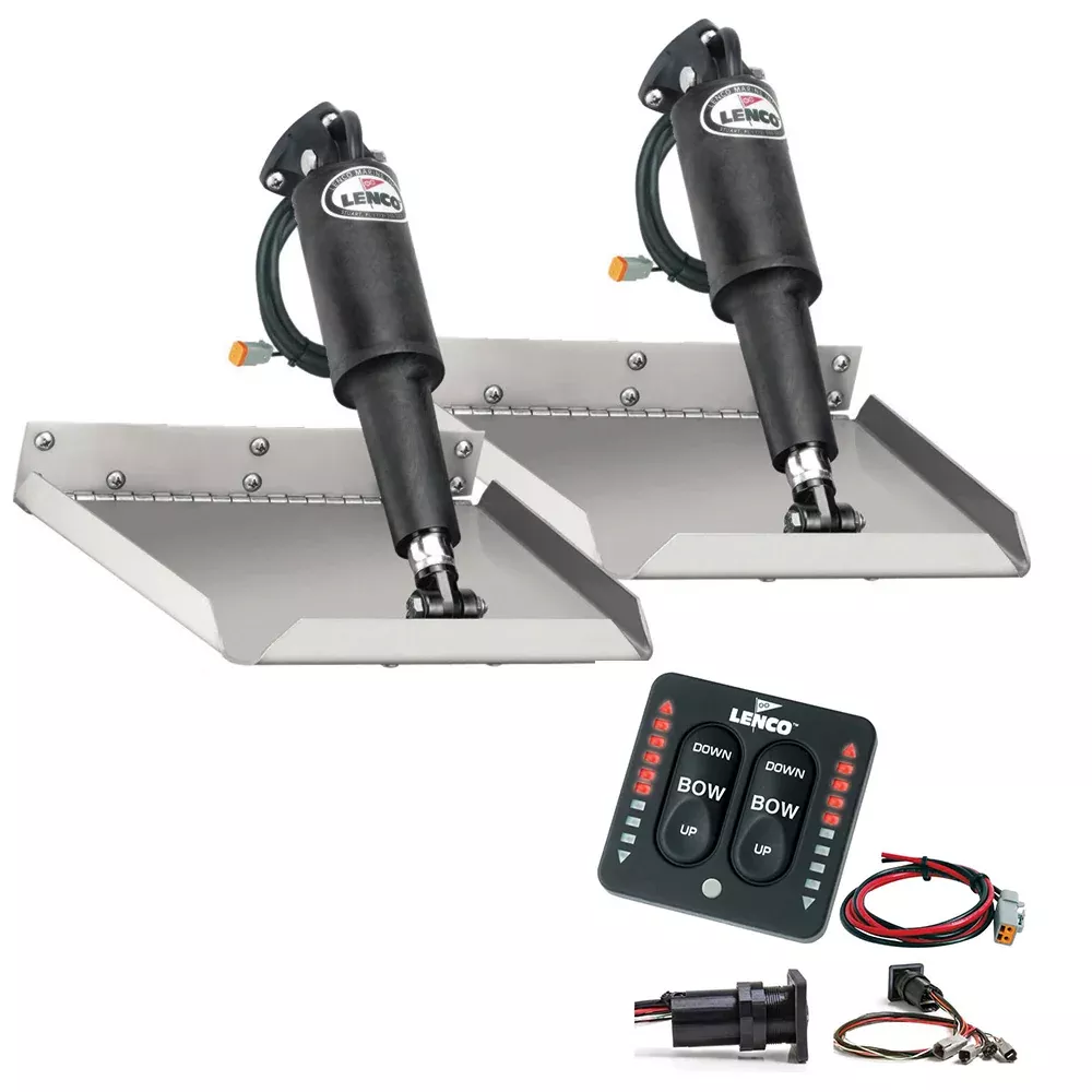 Lenco 9 x 9 Edgemount Trim Tab Kit wLED Indicator Switch Kit 12V TT9X9EI