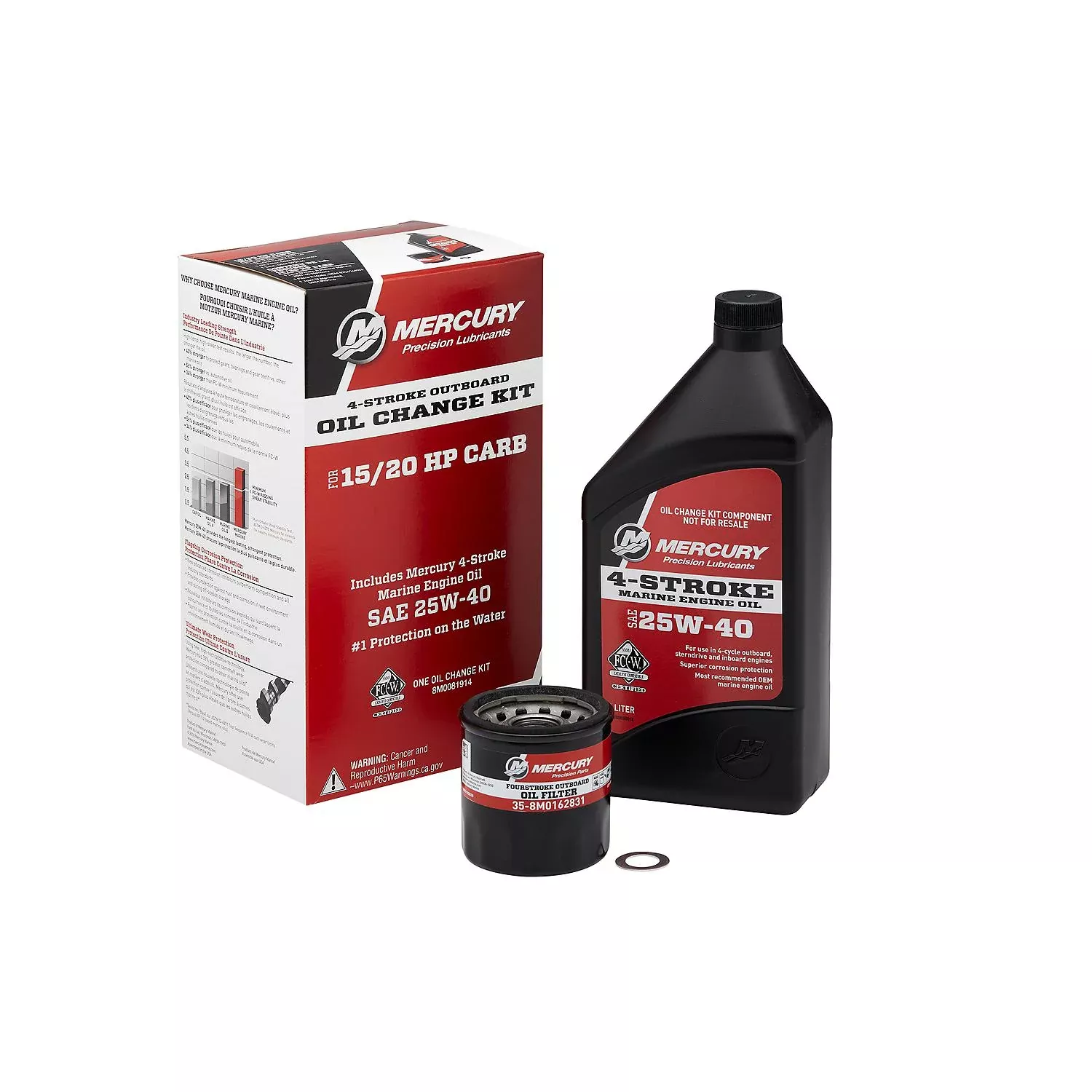 Mercury 8M0081914 Oil Change Kit for 15–20HP FourStroke