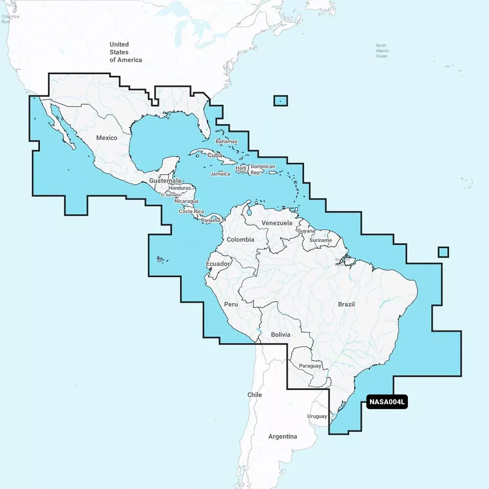 Navionics NASA004L - Mexico, Caribbean to Brazil - Navionics+ [010-C13