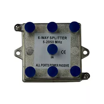 On-Q VM0206 6-Port Nickel Plated Cast Alloy Vertical Coax Splitter