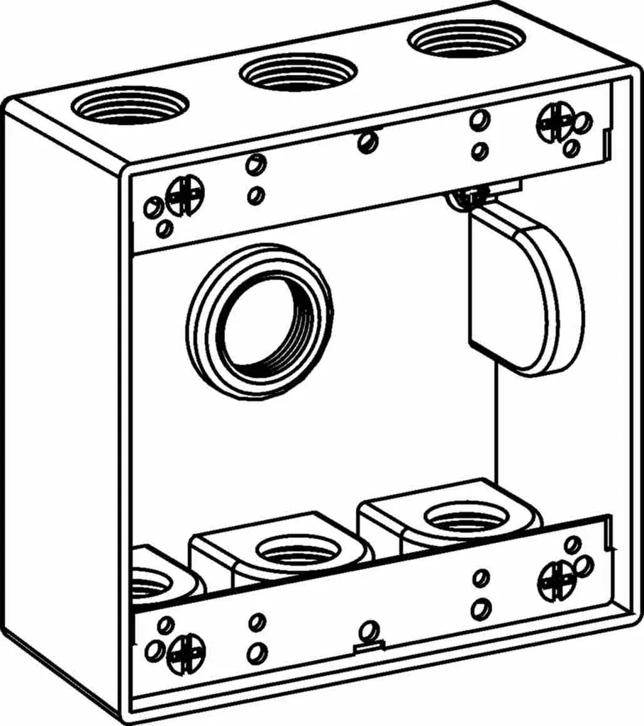 Orbit 2B75-7 2-Gang Weatherproof Box, 2" Deep, (7) 3/4" Hubs - Gray