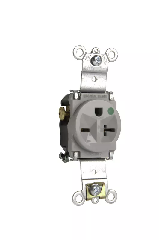 P&S 8801GRY HOSP GRD SGL RECEPT 20A