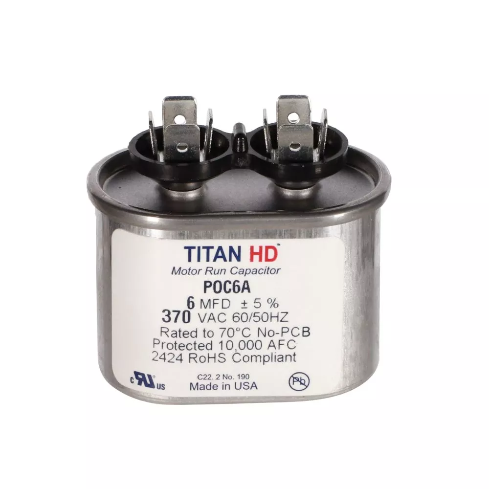 Packard POC6A Titan HD 6 MFD, 370V, Oval Run Capacitor