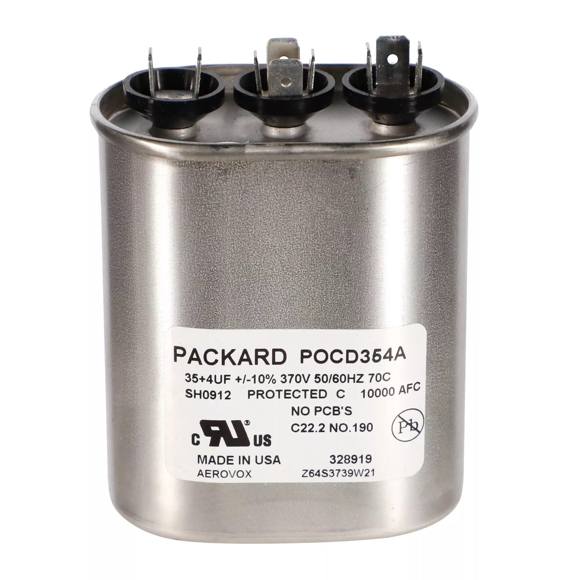 Packard POCD354A Titan HD 35+4 MFD, 370V, Oval Dual Run Capacitor