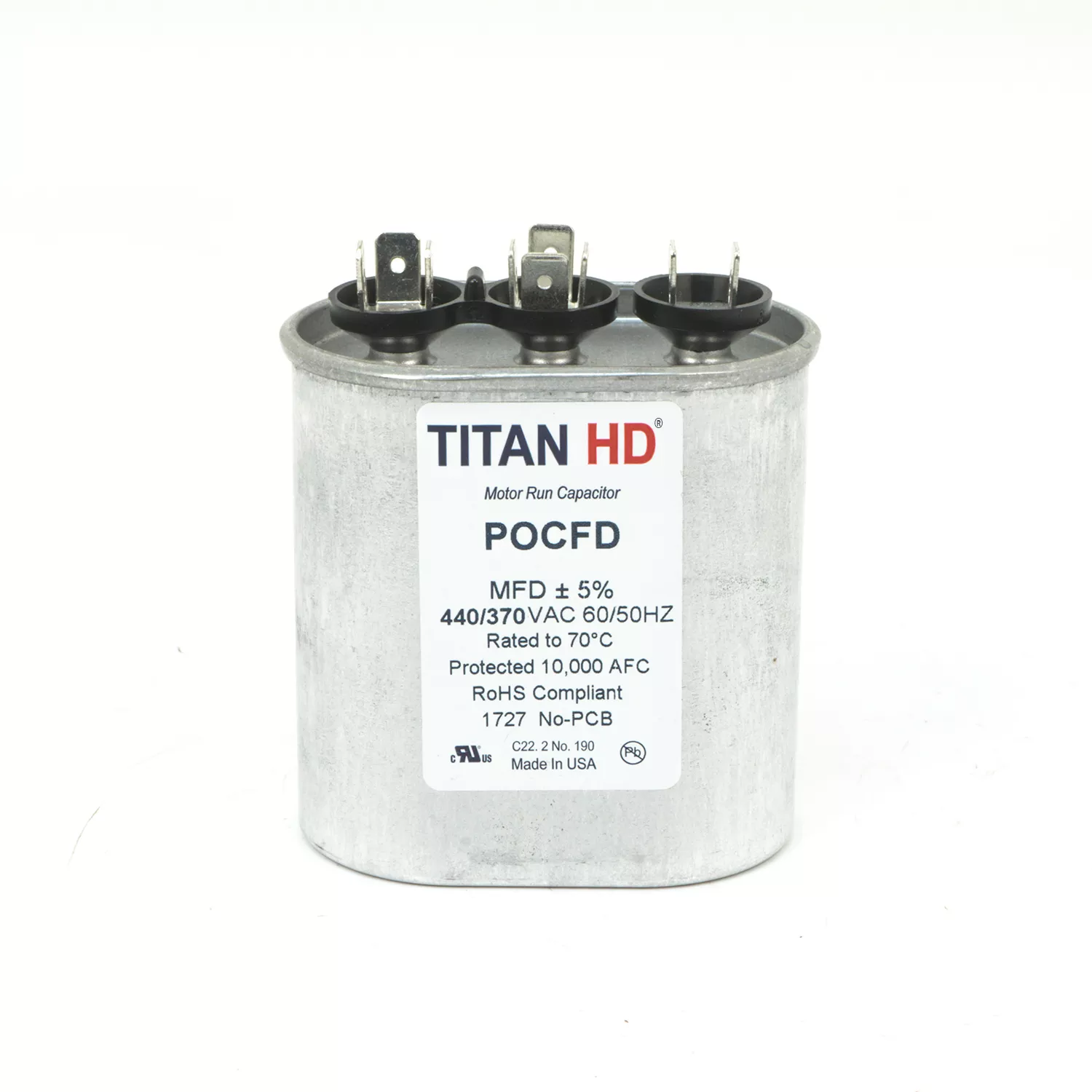 Packard POCD4510A Titan HD 45+10 MFD, 370V, Oval Dual Run Capacitor