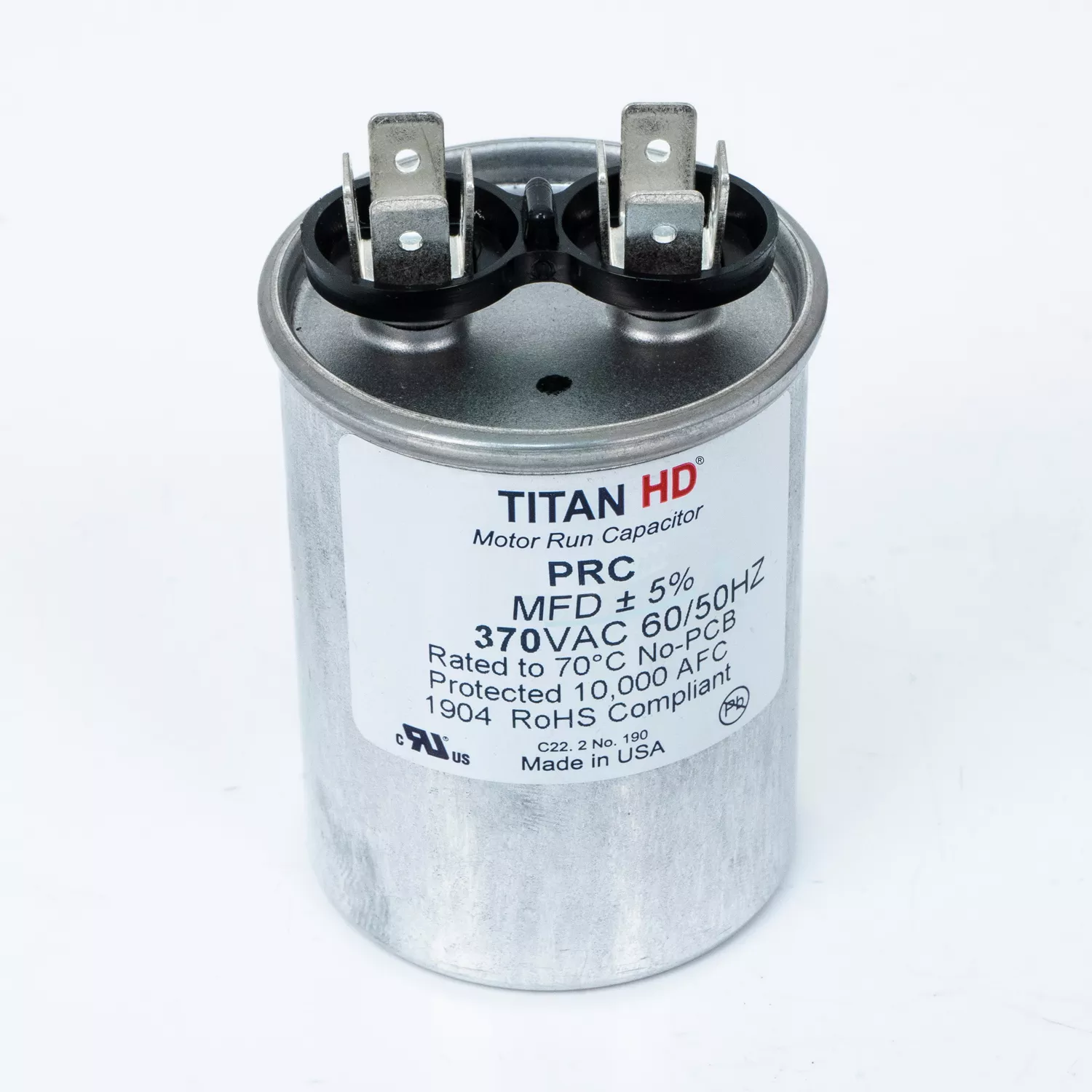 Packard PRC5A Titan HD 5 MFD, 370V, Round Run Capacitor