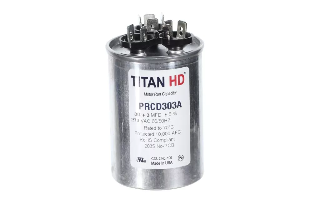 Packard PRCD303A Titan HD 30+3 MFD, 370V, Round Dual Run Capacitor