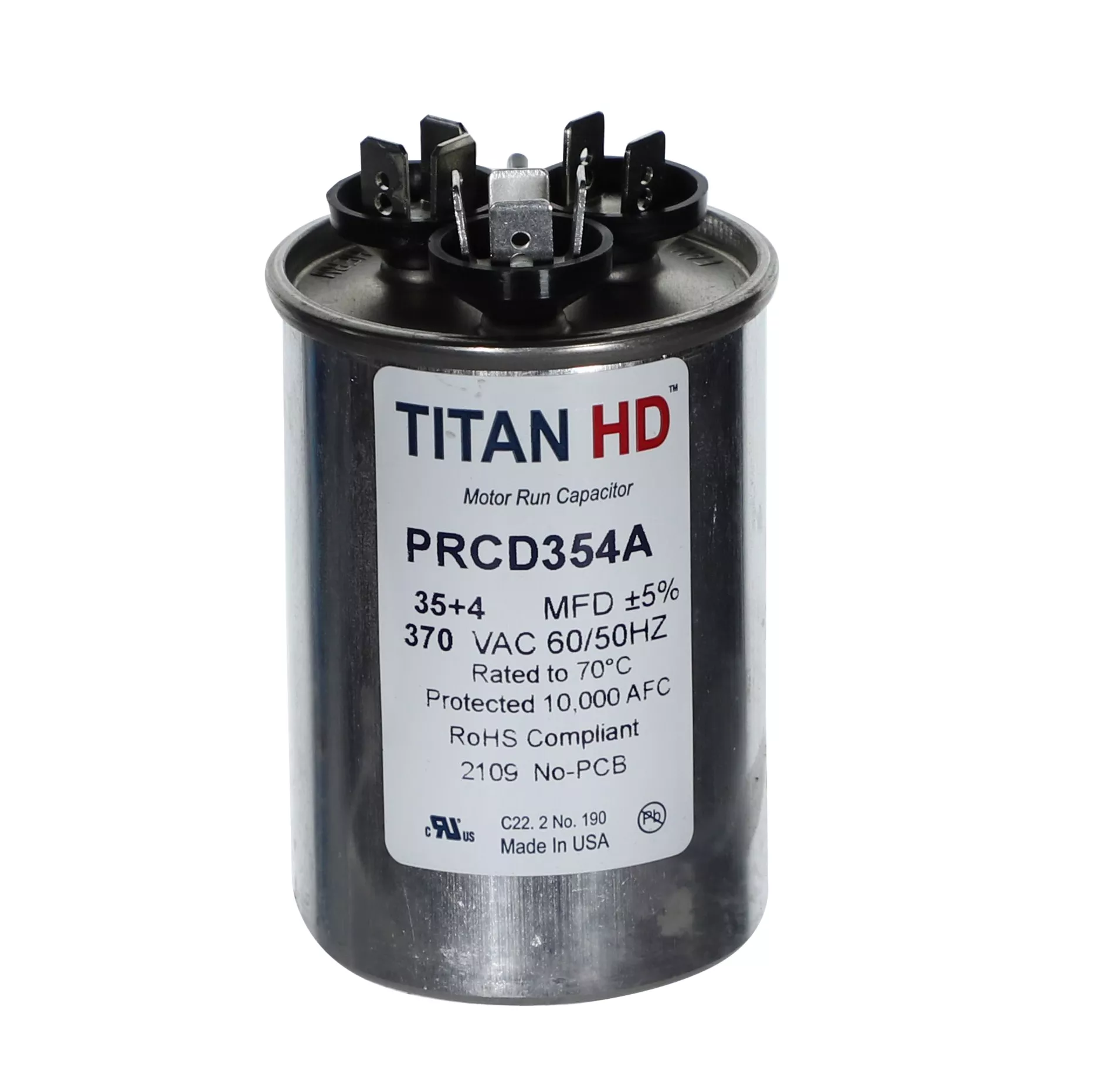 Packard PRCD354A Titan HD 35+4 MFD, 370V, Round Dual Run Capacitor